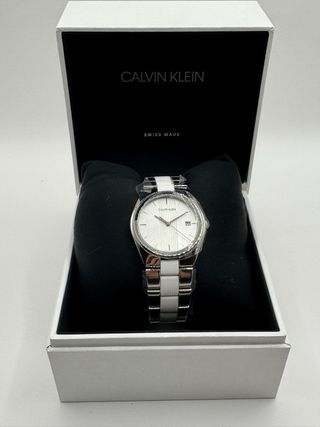 Calvin Klein Reloj Mujer Plata y Blanco