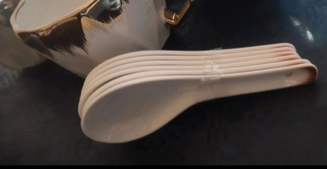 Set Zuppiera Ciotole Oro Bianco Porcellana