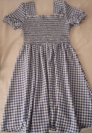 Vestido cuadros azul y blanco