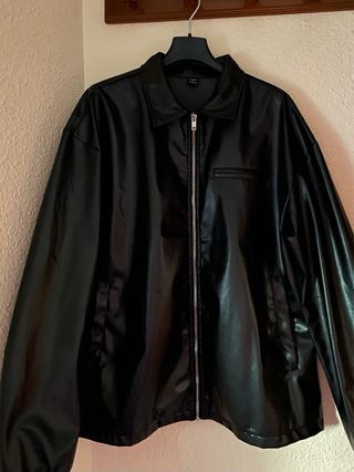 Chaqueta negra de cuero para hombre Talla L