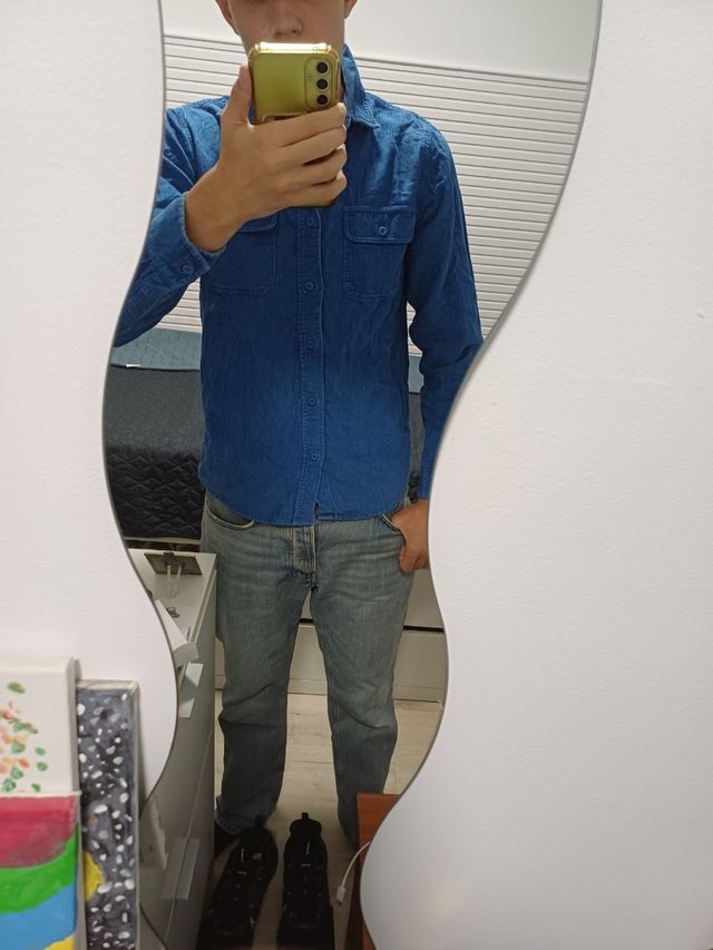 Vintage Carhartt Striped Long Sleeve Blue Shirt