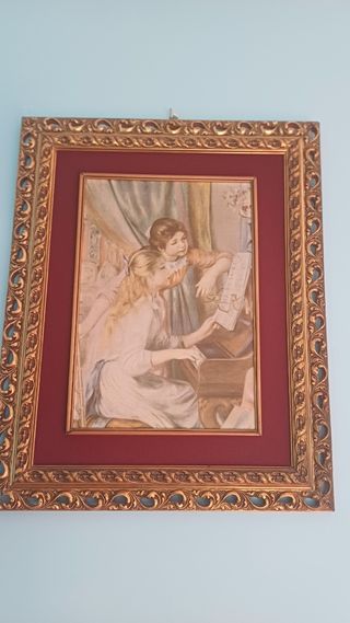 Elegante stampa incorniciata Ragazze al pianoforte