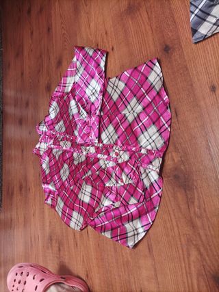 Camisa de mujer a cuadros rosa y blanco