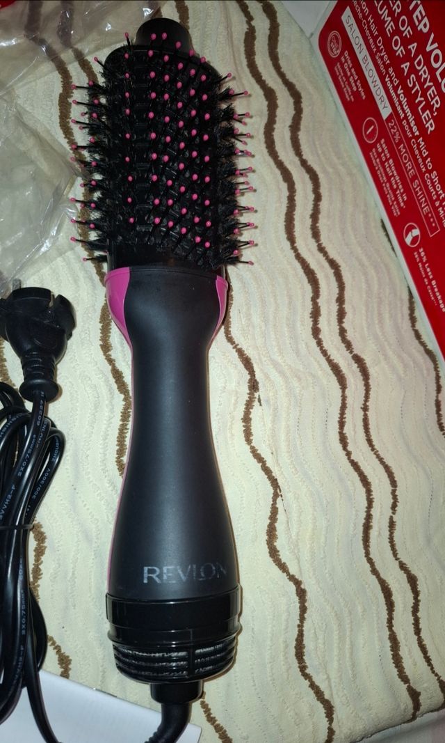 Rewlon,Cepillo  Rizador Alisador Negro/Rosa