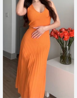 Vestido midi Zara naranja talla L