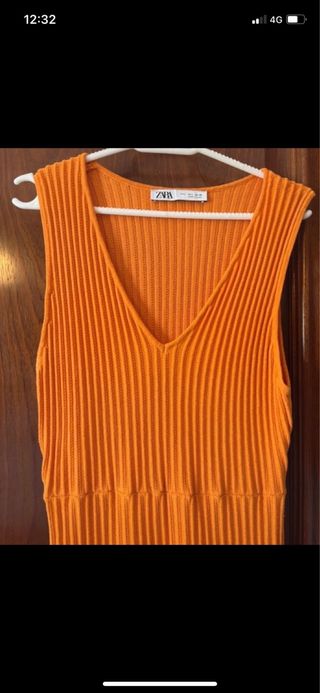 Vestido midi Zara naranja talla L