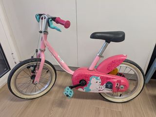 Bicicleta Infantil 14 Rosa Unicornio + Ruedines