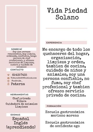 limpieza, niñera, cuidado de animales