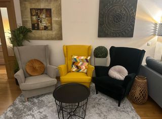 Sillón independiente Beige, verde oscuro, Amarillo