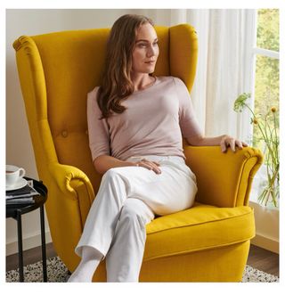 Sillón independiente Beige, verde oscuro, Amarillo