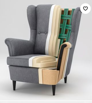 Sillón independiente Beige, verde oscuro, Amarillo