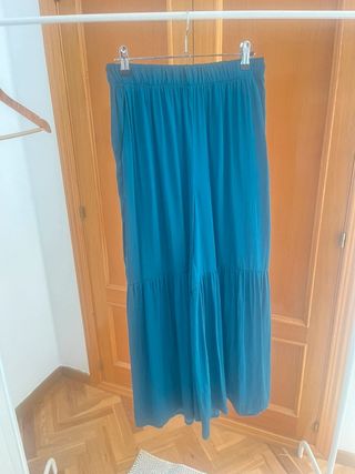 Pantalones palazzo Oysho satinados verde