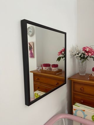 Specchio da parete nero e legno
