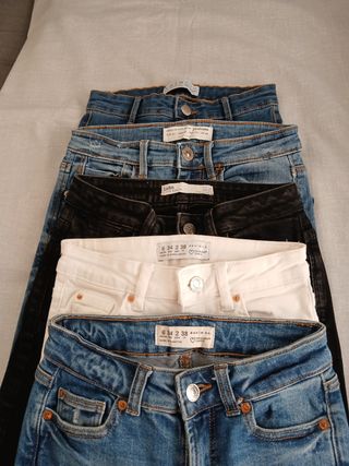 Lote 5 Pantalones Vaqueros Zara Mujer Talla 34