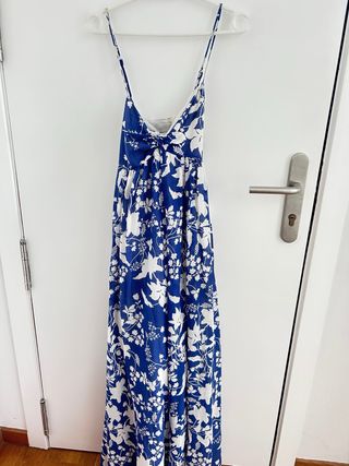Vestido Zara Azul y Blanco Estampado