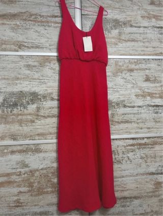 Vestido fucsia midi Zara Talla L