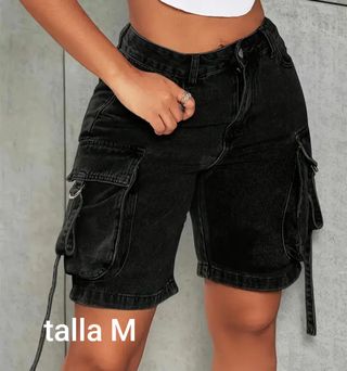 Pantalones cortos cargo negros talla M