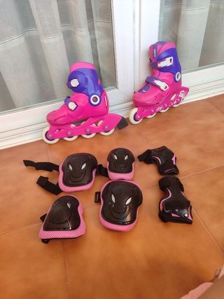 Patines rosas y morados con protecciones. REGALO