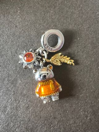 Charm Plata 925 Oso Naranja
