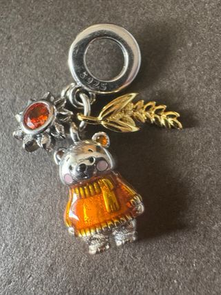 Charm Plata 925 Oso Naranja
