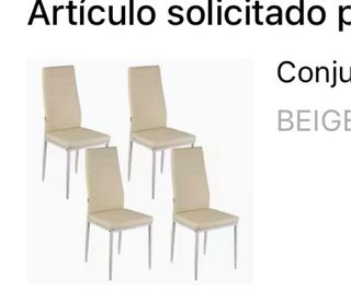 Conjunto de 4 sillas de comedor beige nuevas
