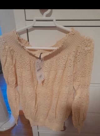 Jersey Zara calado beige talla L