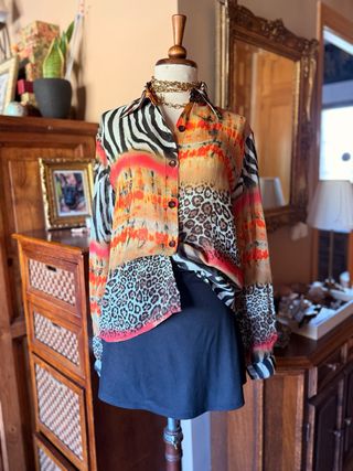 Camisa Vintage Animal Print Talla M