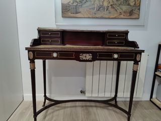 Conjunto Escritorio y espejo antiguo madera