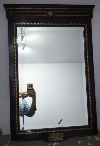 Conjunto Escritorio y espejo antiguo madera