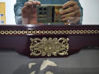 Conjunto Escritorio y espejo antiguo madera