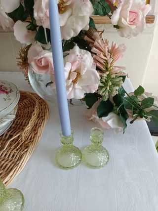 ✨ 2 portacandele in cristallo verde