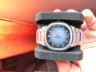Reloj de Pulsera Hombre Azul y Plateado