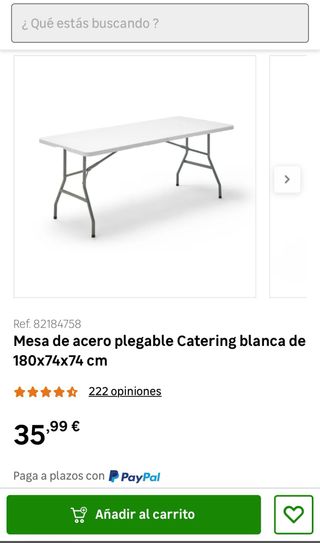 Mesa plegable Catering 180x74x74 cm