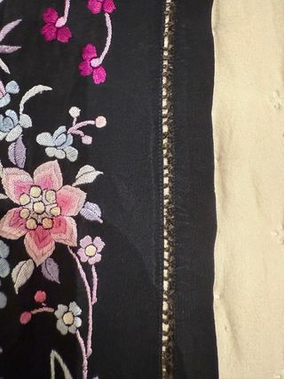 Manton antiguo bordado floral, chinos, pagodas ...