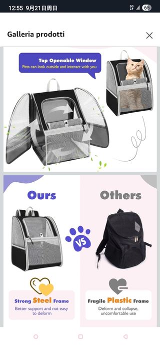 Zaino Trasportino Gatti Grande