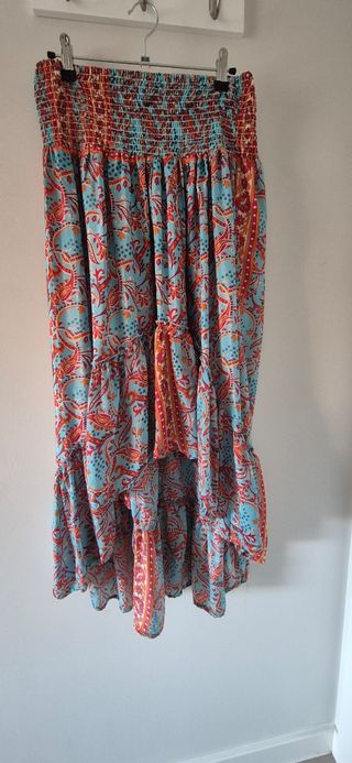 Falda larga boho étnica estampada