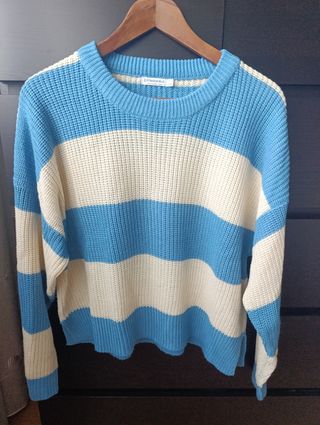 Jersey Stradivarius rayas azul y beige