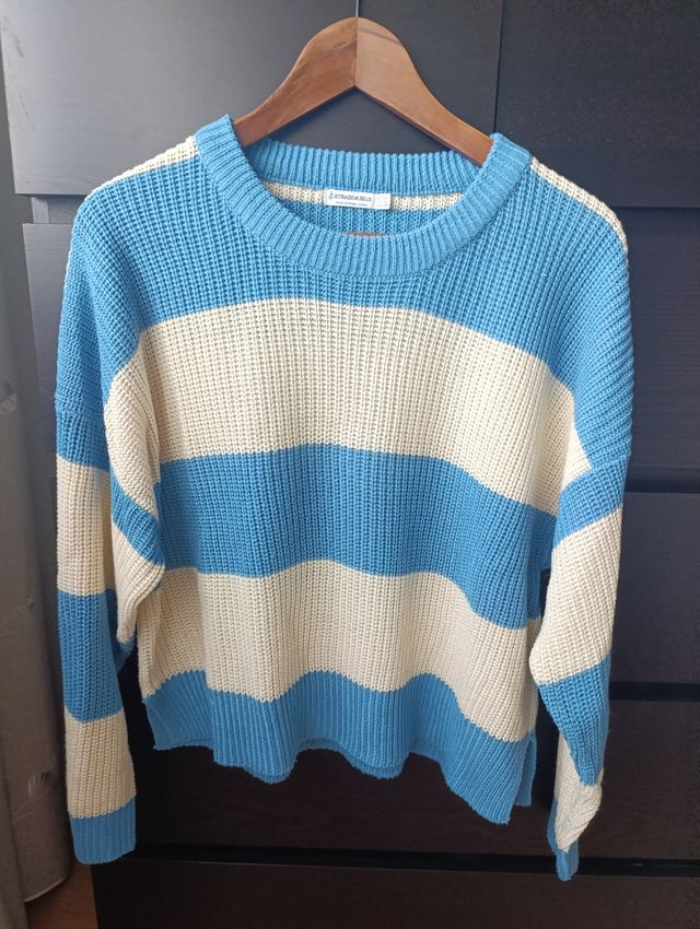 Jersey Stradivarius rayas azul y beige