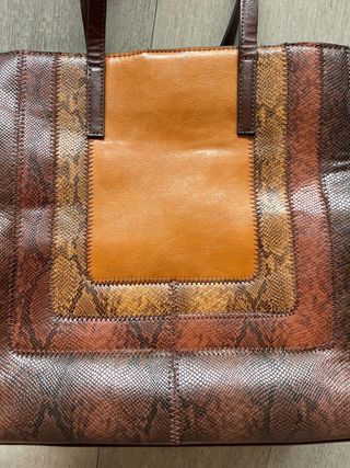 Bolso polipiel marrón patchwork