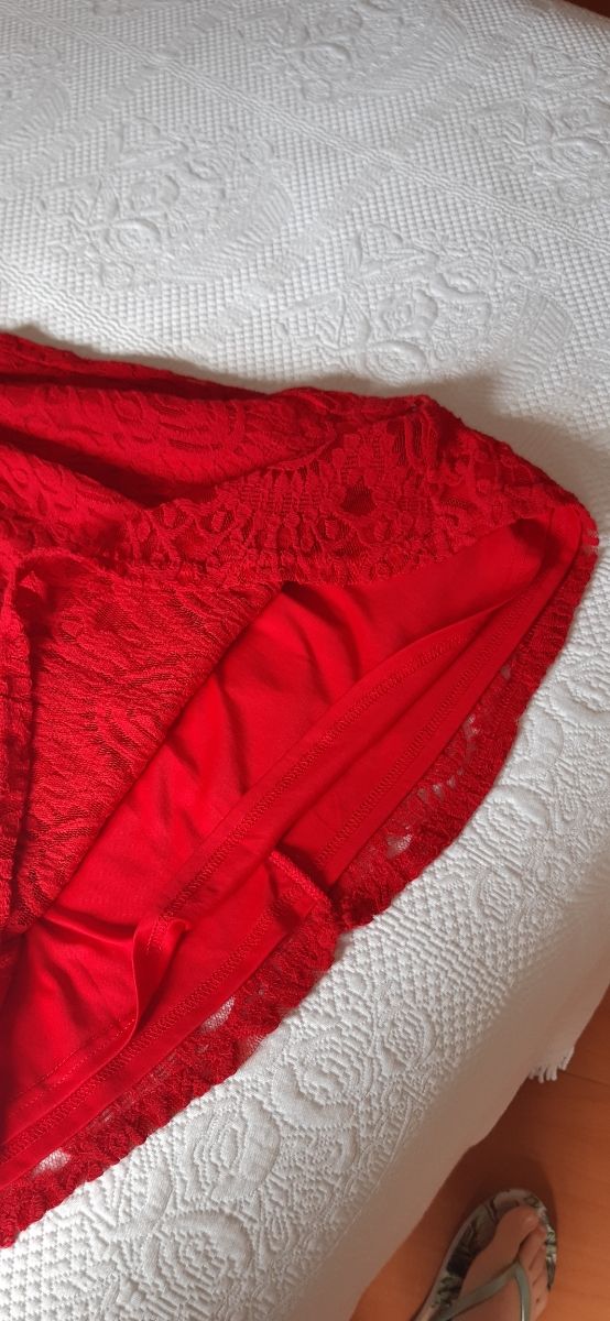 Vestido H&M Rojo Encaje Corto