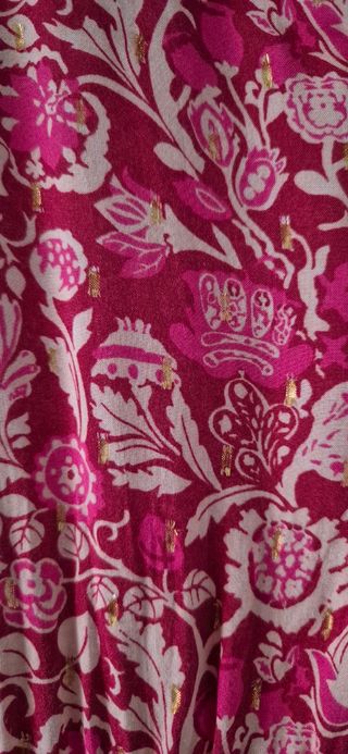 Vestido boho Zara estampado floral rojo/rosa