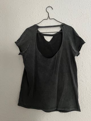 Camiseta Shein Gris Estampado Sol Luna