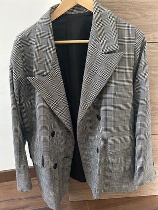 Blazer cuadros vintage gris y negro