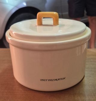 Biscottiera in ceramica con fiori gialli