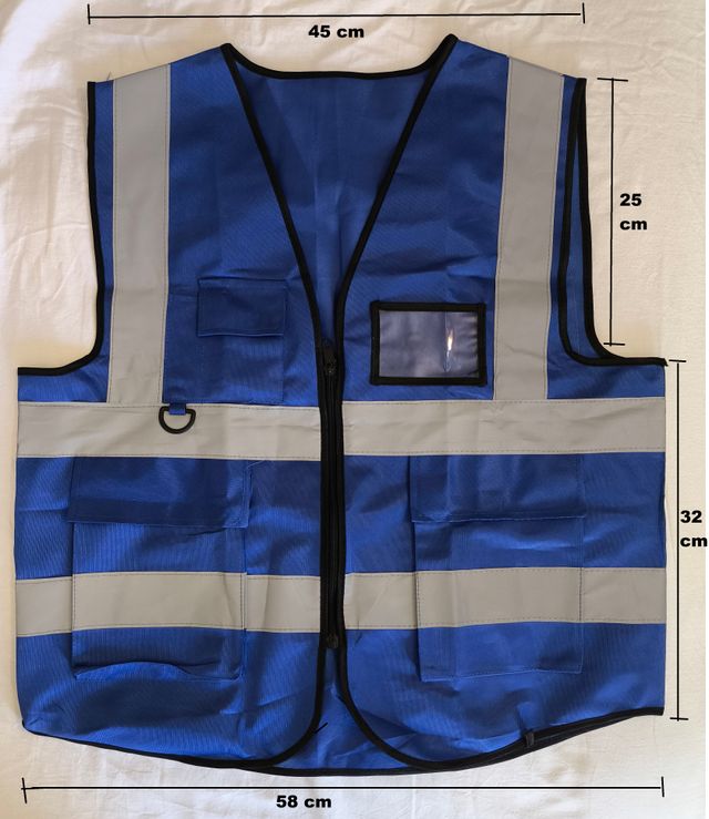 Chaleco Azul Fluorescente Bolsillos y Cremallera