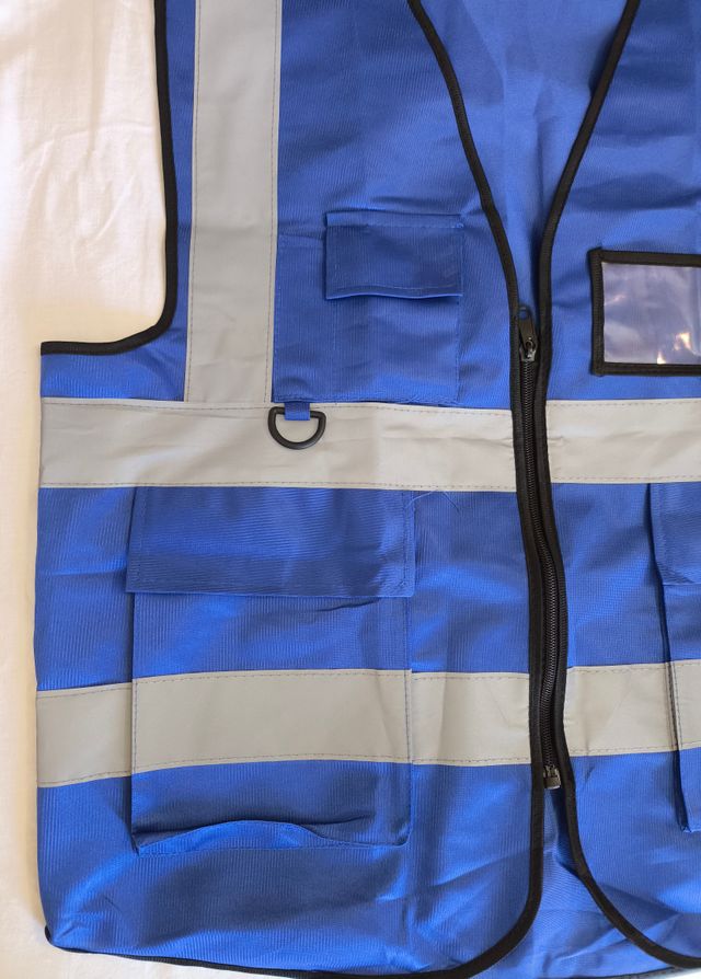 Chaleco Azul Fluorescente Bolsillos y Cremallera