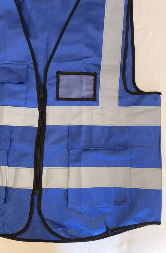 Chaleco Azul Fluorescente Bolsillos y Cremallera