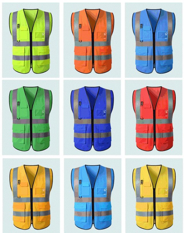 Chaleco Azul Fluorescente Bolsillos y Cremallera