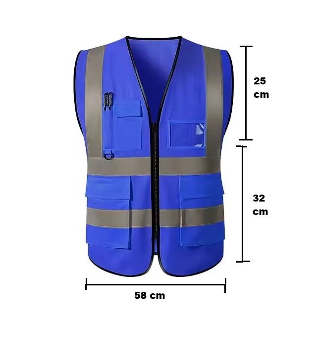Chaleco Azul Fluorescente Bolsillos y Cremallera