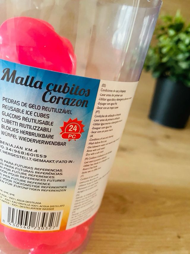 Cubitos Hielo Corazón Rosa Reutilizables